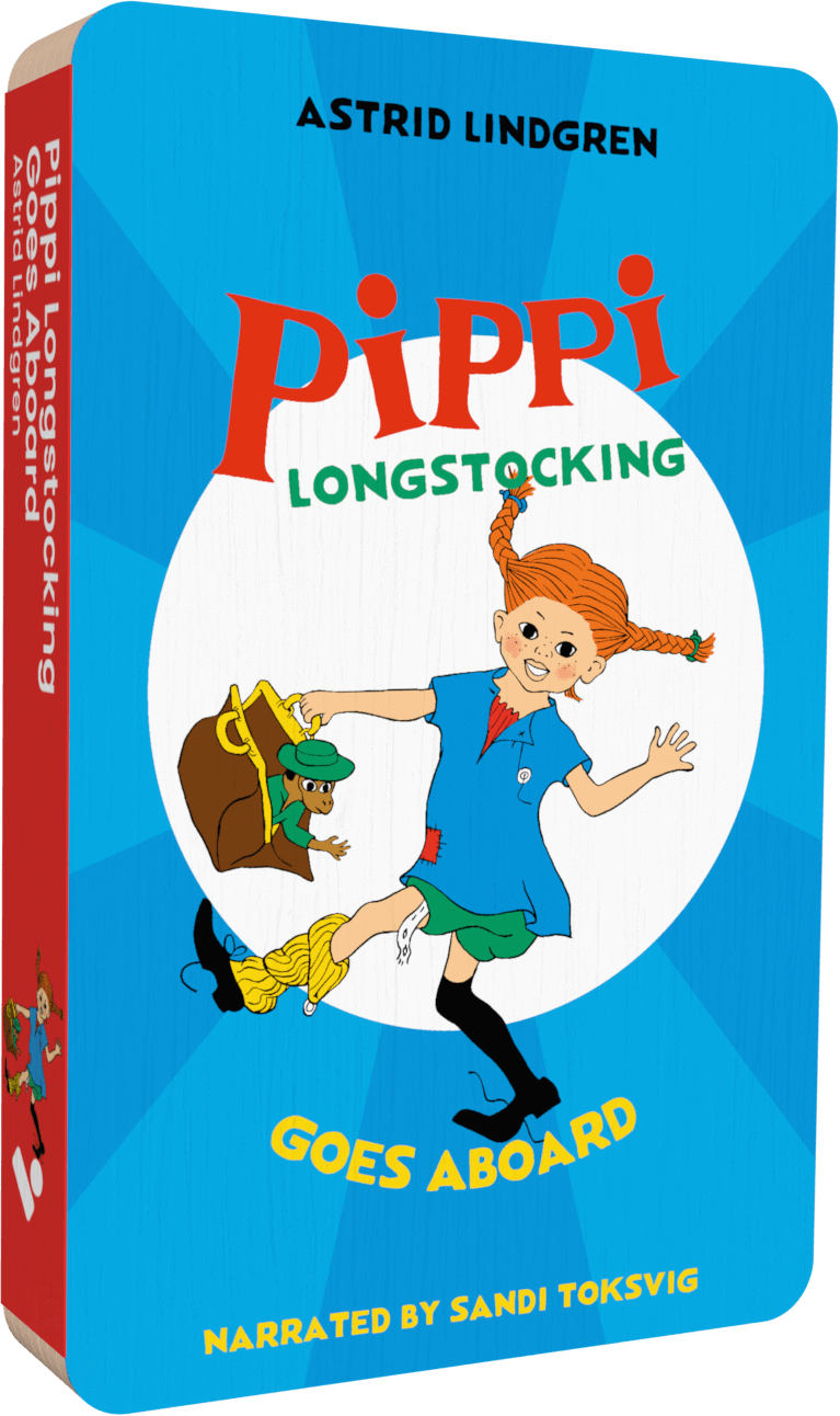 Pippi Longstocking Goes Abroad audiobook front cover.