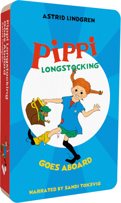 Pippi Longstocking Goes Abroad audiobook front cover.
