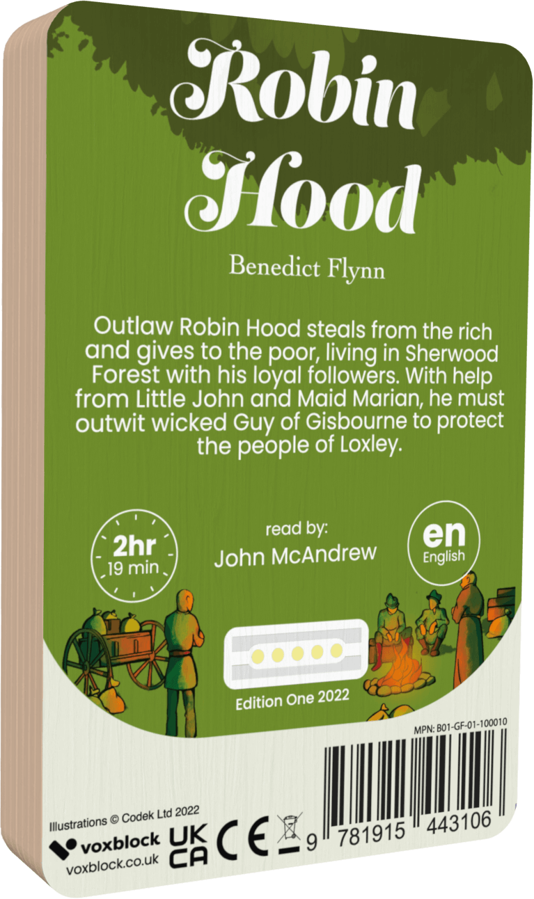 Robin Hood audiobook back cover.
