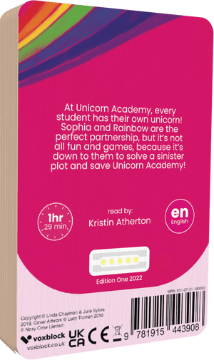 Unicorn Academy: Sophia And Rainbow audiobook back cover.