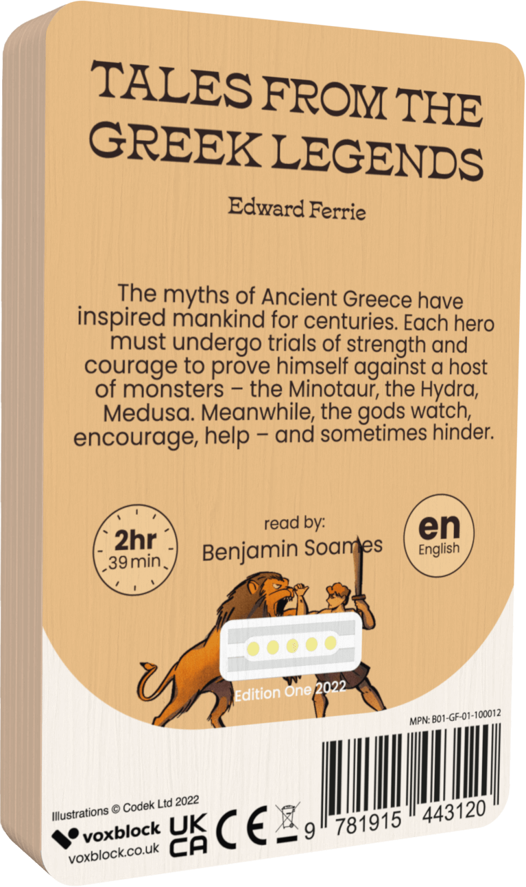Tales From The Greek Legends. audiobook back cover.