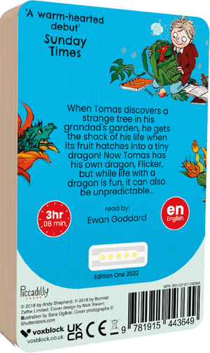 The Boy Who Grew Dragons audiobook back cover.