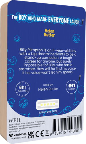 The Boy Who Made Everyone Laugh audiobook back cover.