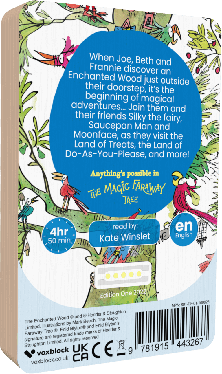 The Enchanted Wood audiobook back cover.