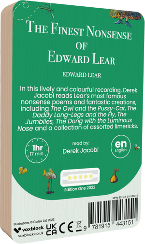 The Finest Nonsense Of Edward Lear audiobook back cover.
