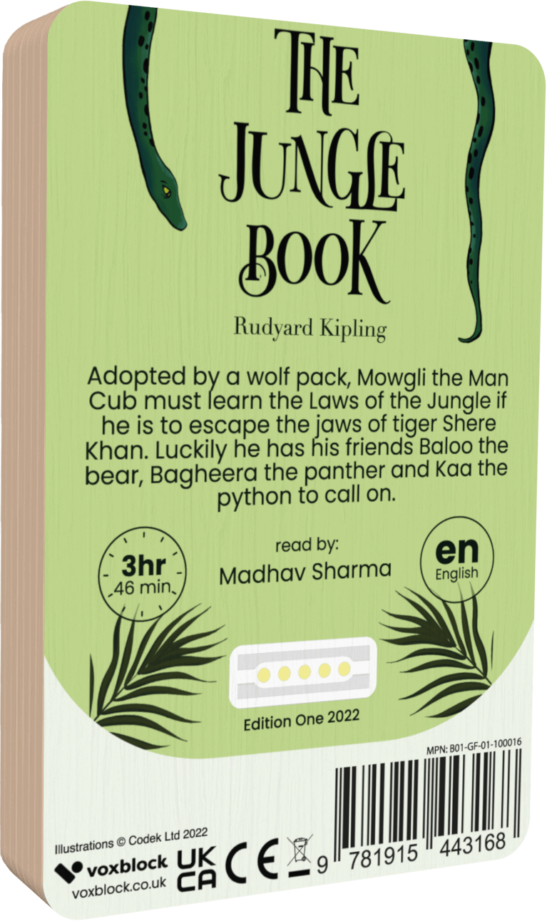 The Jungle Book audiobook back cover.