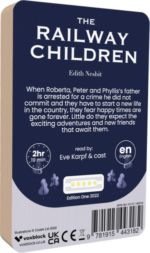 The Railway Children audiobook back cover.