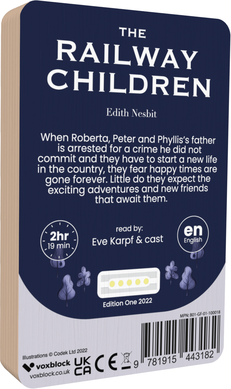 The Railway Children audiobook back cover.