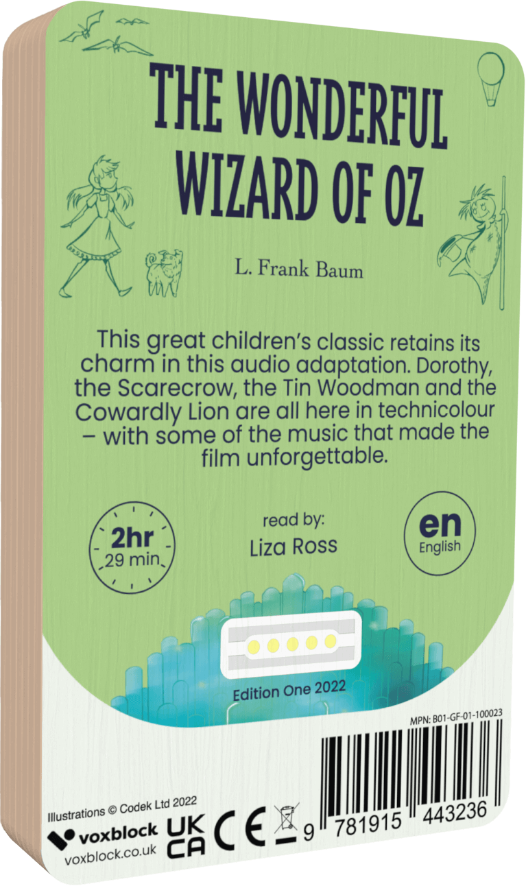 The Wonderful Wizard Of Oz audiobook back cover.